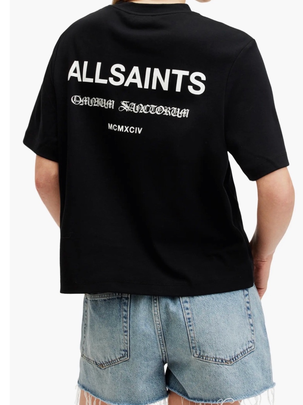 AllSaints Black and White Omnium Lisa Cotton Graphic T-Shirt - Picture 4 of 4